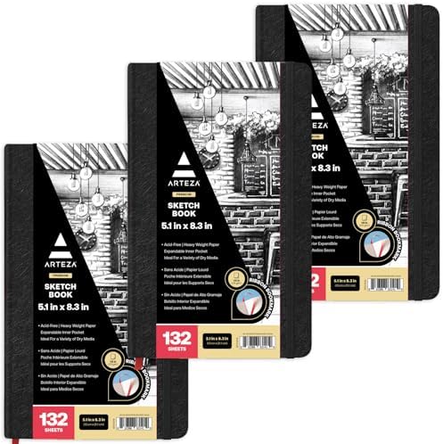 Amazon.com: ARTEZA Spiral Sketch Book 5.5x8.5 Drawing Pad 3 Pack